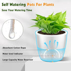 Self-Watering Pots for Indoor Plants, 12-Pack 5'' Self Watering Planter with Drainage Holes, Small African Violet Pots with Water Indicator, Clear Wick Pot, White - Image 6