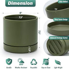 Phoenix Vine 8 Inch Planter Pot with Drainage Hole & Saucer, Deep Water Catch Tray, Straight Cylindrical Round Pot for Plants, Olive, Pack of 2, 23-D-T-2 - Image 3
