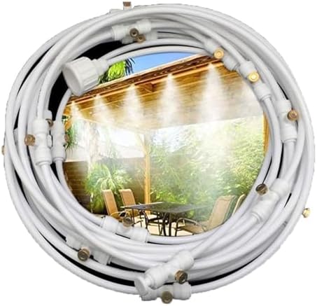 Outdoor Misters Cooling System, Garden Irrigation System Kit, DIY Plant Watering Devices, Garden Irrigation Misting Sprinkler System with Brass Fog Nozzles(18M(59ft)) by Unknown