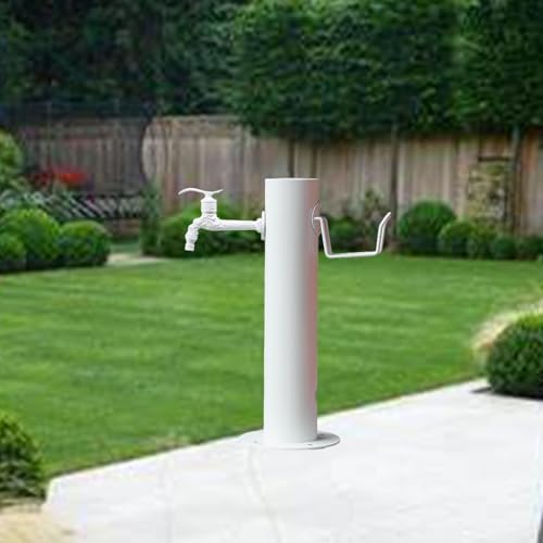 White 304 Stainless Steel Vertical Garden Water Column Garden Hose Holder Freestanding with Faucet Outdoor Garden Water Column Faucet Water Hydrant Fountain for Backyard, Lawns, Restrooms.(50cm/19.7in by Pllrbvshs