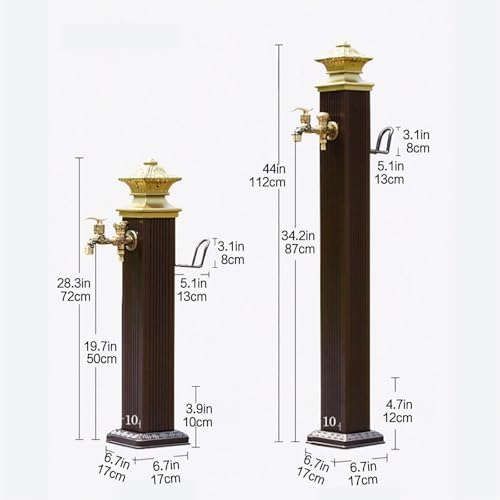 Freestanding Garden Hose Holder with Full Copper Faucet Free Standing Water Column for Home Garden Insulation and Antifreeze Yard Hydrant Frost Proof Water Feature Fountain，Stainless Steel Cyli(44in/1 - Image 2