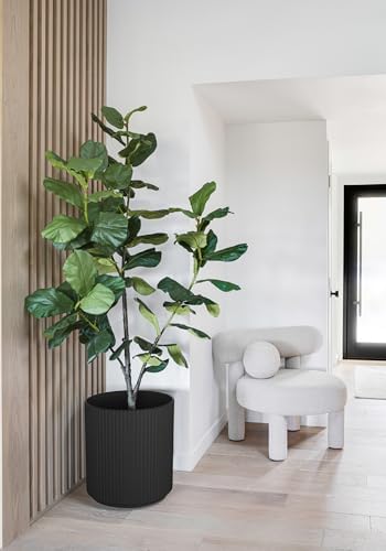 Veradek Mason Series Demi Planter - Large Round Planter for Indoor or Outdoor Patio/Balcony | Made from Plastic & Concrete with Drainage Holes | Modern Décor for Flowers, Trees, Tall Plants - Image 5