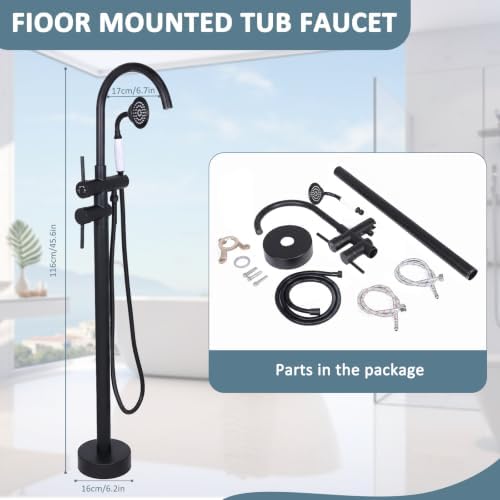 Generic Standing High Flow Shower Faucets with Hand Sprayer Gooseneck - Image 7