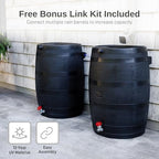 RTS Home Accents 50-Gallon ECO Rain Barrel Made with 100% Recycled Plastic, Flat Back Rain Water Collection Barrel, Link Kit Included, Black (2 Pack) - Image 5