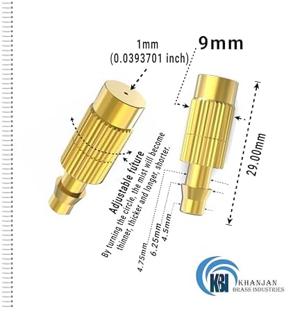KHANJAN Brass Adjustable Copper Misting Nozzle Brass Spray Sprinkler Gardening Garden Lawn Irrigation, Black & Golden (10) (Yellow) - Image 3