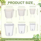 Ziliny 18 Pcs Self Watering Pots Plastic Plant 3 Sizes Flower Plant Pot with Inner White Flower Pots for Indoor House Plants Plastic Self Watering Pot for Herbs Flowers (S,M,L) - Image 2