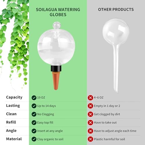 Soilagua 19 oz Up to 2 Weeks Extra Large Plant Watering Globes, 4 Pack - Image 5