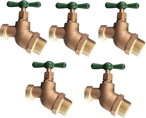 EZ-FLUID 1/2" MIP X 3/4" MHT Male Hose Threaded Hose Connector Hose Bib,Heavy Duty Brass No-Kink Hose Bibb Water Faucet,Outdoor Garden Hoses Spigot Shut Off Valve Hose Facuet Bibs Plumbing (5Pc) by EZ-FLUIDPlumbingProducts