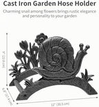 Cast Iron Garden Hose Holder Wall Mount, Rustic Heavy Duty Water Hose Hanger Storage Rack, Decorative Vintage Hose Reel Organizer for Outside Garden Yard Patio, Snail and Floral Design - Image 2