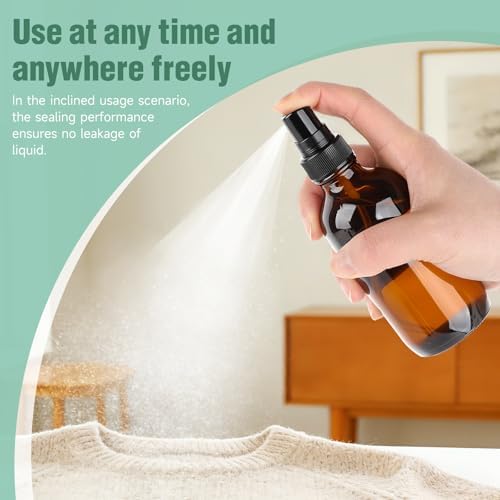 Vitreaux 24 Pack 4 oz Amber Glass Spray Bottles Small,Empty Refillable Brown Glass Spray Bottle for Essential Oils,Fine Mist Bottles for Face,Hair,Travel,Perfumes,Plants,Cleaning Solutions - Image 5