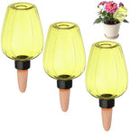 M METERXITY 3-Pack Plant Self Watering Globes, 5.1 oz Plastic Rose Water Bulbs Top Fill for Indoor/Outdoor Plants, Self Watering Spikes Slow Release Terracotta [Yellow] by MMETERXITY