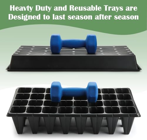 RooTrimmer 10 Pack 1020 Trays No Holes and 10 Pack 4.3" Deep 32 Cell Seed Starter Trays, 20" x 10" - Heavy Duty Plastic Nursery Flats for Seed Germination & Plant Propagation (10 Sets) - Image 5