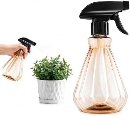 500ml Spray Bottle with Adjustable Nozzle Mode, Amber Plastic Water Spray Bottle for Plants & Cleaning – Leak-Proof Refillable Diamond Plant Mister by Lafefe