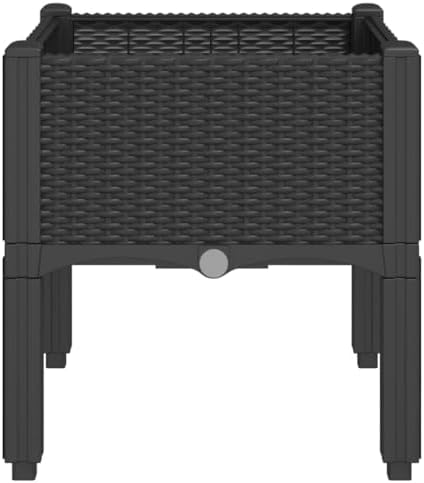 Garden Planter Box with Legs 15.7x15.7x16.5 Elevated Black PP - Image 5