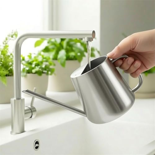Watering Can Indoor Small for House Plant with Long Spout Stainless Steel 1000ml for Flowers Small Stainless Steel Watering Can - Image 5