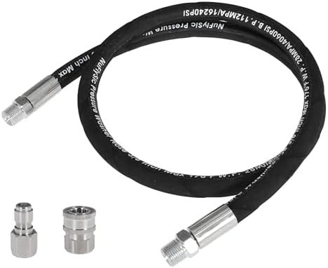 Pressure Washer Whip Hose Power Washer Jumper Hose for Pressure Washing with Steel Connector 3/8 Inch NPT Quick Connect Plug Hose Reel Connector Hose, 4000 PSI, 7FT, 1PCS by NuFlySic