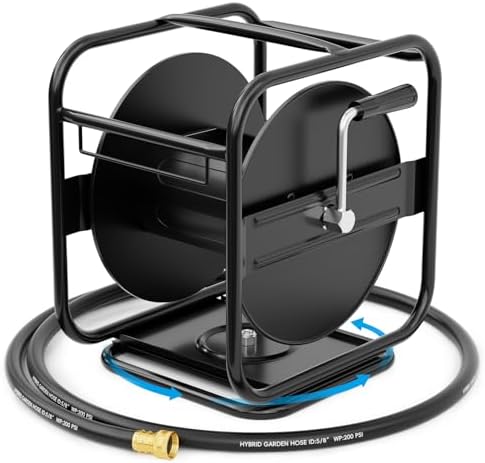 SPECILITE Metal Garden Hose Reel, 360° Rotation Frame, 75-100 FT, Black by SPECILITE