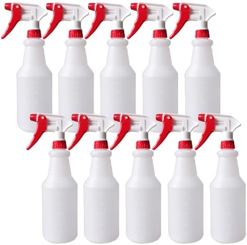 10 Packs 32oz Empty Spray Bottles Plastic Heavy Duty Refillable Spray Bottles with Adjustable Nozzle and Measurements for All Purpose Cleaning Solutions by Looknniy
