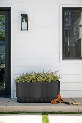 Veradek Demi Series Long Planter for Porch, Patio, Backyard | Durable Plastic-Concrete Material | Modern Décor for Shrubs, Flowers - Image 4