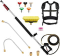 Telescoping Pressure Washer Wand 24 ft Pressure Washer Extension Wand 24 Feet Power Washer Extension Wand Aluminum with Brush Head,Gutter Cleaner, 5 Spray Nozzle Tips, 2 Hose Adapters, Support Belt by YLWSHRNT