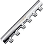304 Stainless Steel 6-Port Manifold Splitter – 6 ways 25 Bar Pressure Rated for Drinking Water, Oil/Gas, Brewery, Cooling Systems, Polished Open by GOGOUP