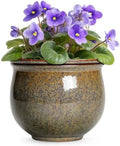 Ceramic Self Watering Pots, 8 Inch Ceramic Planter, Yellowish Brown by Teagas