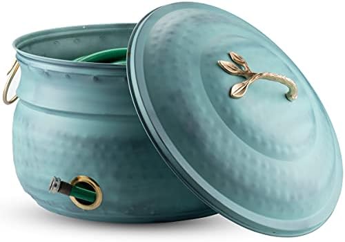 LifeSmart Decorative Garden Hose Storage Holder Pot with Lid | Expandable Water Hose Container 12 x16 inches | Heavy Duty Hose Hider | Holds 150 ft Hose Outdoor and Indoor Use - Image 2
