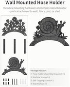 Cast Iron Garden Hose Holder Wall Mount, Rustic Heavy Duty Water Hose Hanger Storage Rack, Decorative Vintage Hose Reel Organizer for Outside Garden Yard Patio, Snail and Floral Design - Image 3
