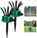 360 Degree Multi-Directional Lawn Sprinkler with Flexible Nozzles - Adjustable Spray for Garden Irrigation & Customizable Yard Watering System, Spike Base (2PCS) by SEPSUMMER