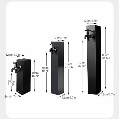 Outdoor Stainless Steel Garden Water Column, Freestanding Hose Stand with Dual Outlet Faucet, Decorative Fountain Hydrant for Patio/Backyard, 30x12cm (11.8x4.7in) - Image 2