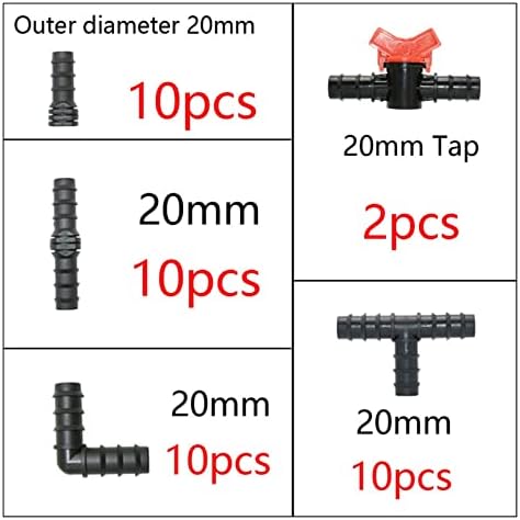 Garden Hose Fittings Drip Irrigation 16/20/25mm Tube Barb Fittings Connector Tee Elbow Connector Cap Plug End Kit 1/2 Inch Tubing Hose Garden (Color : Gold) - Image 2