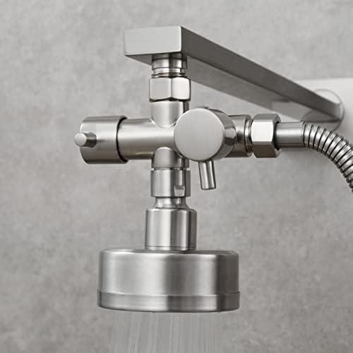 Tecmolog 2 Way Shower Diverter Brushed Nickel Shower Head Shut Off Valve Splitter Brass, DSF014NA - Image 3