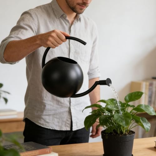 Watering Can Indoor Plants, 1L Cute Watering Pot, Metal Stainless Steel Garden Water Can with Long Spout for Indoor House Plants Bonsai Outdoor Garden Flower Decorative - Image 6