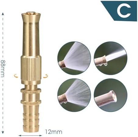 2 pcs Adjustable Brass Nozzle 1/2 3/4 Garden Hose Copper Adapter Quick Water Connector(C) - Image 2