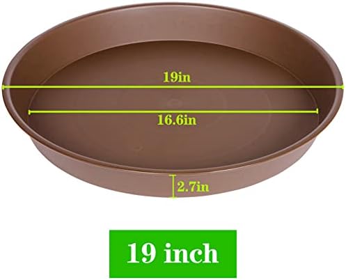 4 Pack of 18 19 inch Plant Saucer Drip Tray (16.6 inch Base), Heavy Duty Large Deep Plant Saucers for Pots, Bird Bath Bowls, Plastic Planter Water Trays for Indoors Outdoor (18", Chocolate) - Image 3