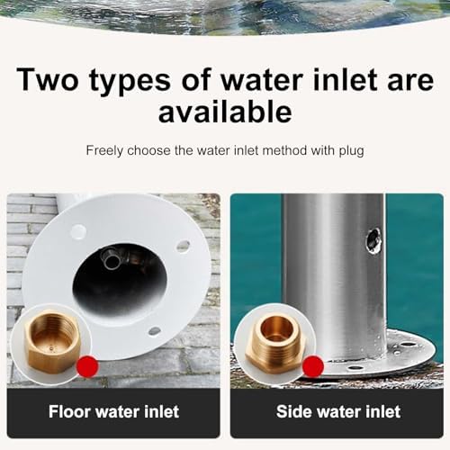 Floor Mounted Faucet Outdoor Water Pipe Vertical Fountain Irrigation Column,304 Stainless Steel Garden Water Column with Dual Faucet - Durable Freestanding Hose Stand, Anti-Freeze, 34x4in, I - Image 5