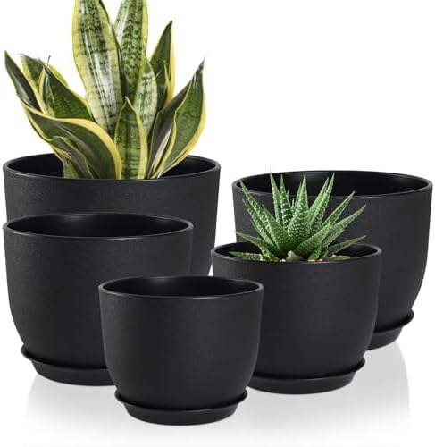 YNNICO Plant Pots 10/9/8/7.5/7 inch with Multi Mesh Drainage Holes by AFamilyofGardenLovers