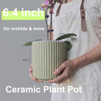 Large Ceramic self Watering Pot for houseplant,6.4inch,Green,2 Pack - Image 3