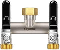 2-Way Garden Hose Splitter, Heavy-Duty Brass, 3/4" GHT, Black by Yayamz