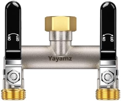 2-Way Garden Hose Splitter, Heavy-Duty Brass, 3/4" GHT, Black by Yayamz