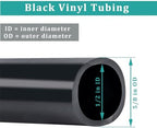 1/2" id - 100ft Black Vinyl Tubing Flexible PVC Irrigation Hose & 2 Clamps - Image 2