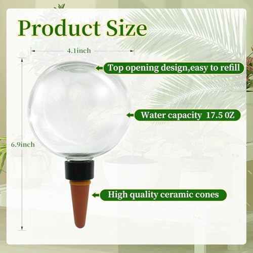 9 Pack Self Watering Globes for Indoor Plant Plastic Water Bulbs 17.5 oz Automatic Watering Planter Insert Top Fill with Slow Release Control Plants Watering Devices System, Water Spikes Stakes - Image 2