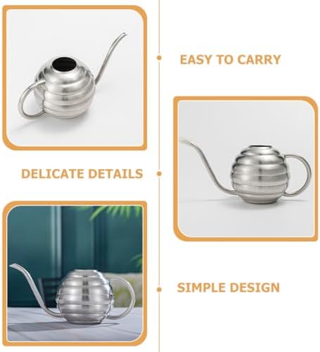 Luxshiny Stainless Steel Watering Can Small Metal Indoor Watering Pot with Long Spout Easy Pour for Plants and Flowers Garden Tool for Indoor Use - Image 4