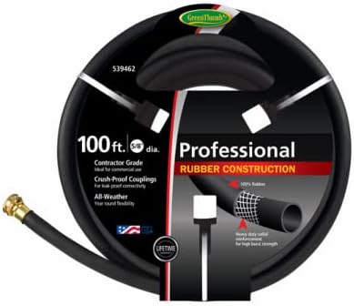 100' Foot x 5/8" Professional Contractor Black Rubber Garden Hose - Pack of (4) by Unknown