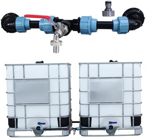 Heavy Duty Nickel-Plated Brass Rain Barrel Diverter Kit for 2 Barrels with PE Hose & Fittings Leak-Resistant Connector for IBC Tote Water Transfer by Unknown