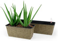 Wicker Rectangle Planters with Self-Watering System, 2-Pack, Brown by Noeko