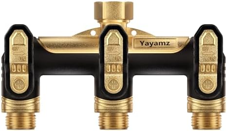 Garden Hose Splitter 3 Way, Heavy Duty Metal Water Spigot Splitter by Yayamz