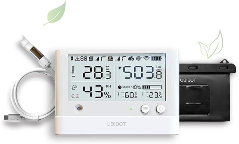 Industrial Wireless Remote Temperature Humidity Ambient Light Sensor 2.4GHZ WiFi 24/7 Alerts Data Logger Monitor Anywhere! IFTTT WS1 PRO Temp/Humidity Probe Greenhouse Bundle by UbiBot