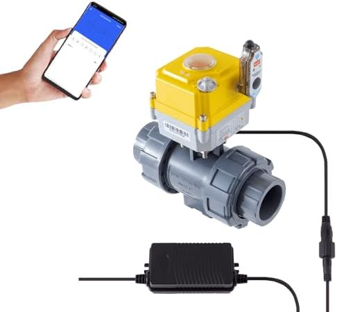 Smart electric valve, TUYA-WIFI-APP control, 1.5-inch PVC electric ball valve full bore, 2-wire automatic reset, normally closed, DC24V actuator/AC110V-230V power adapter, suitable for water systems by AbplagSmartMakesLifeEasier