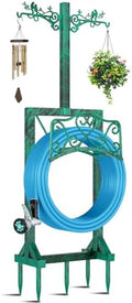 Garden Hose Holder for Outside, Upgraded Water Hose Holders with 2 Shepherds Hooks,Freestanding Heavy Duty Hose Stand Hose Hanger Hose Storage Hose Reel Rack for Yard Lawn Farm(Antique Green) by ODSNANIE